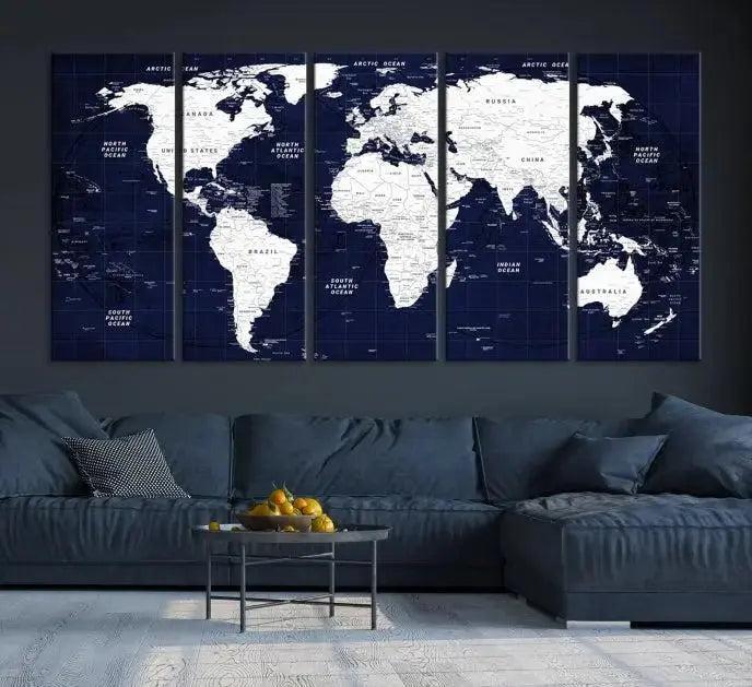Edit-Images-Detailed World Map Class Canvas Print Wall Art