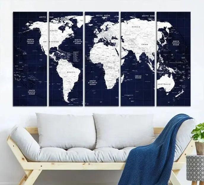 Edit-Images-Detailed World Map Class Canvas Print Wall Art