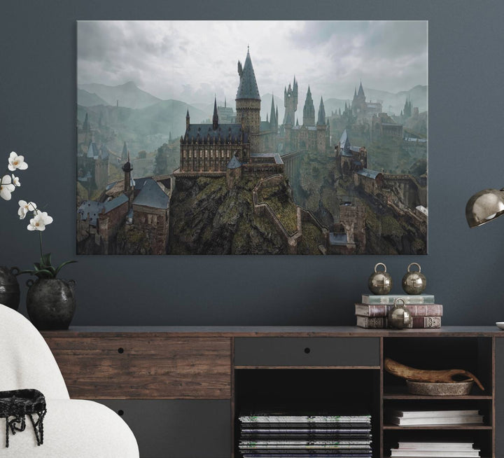 Disney Castle Wall Art Canvas Print, Living Kids Home Room Decor Art Print
