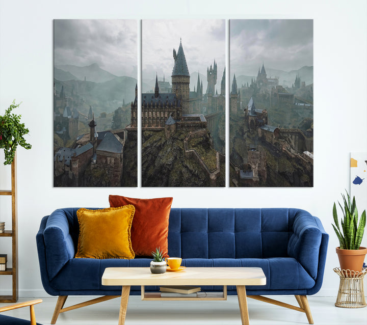 Disney Castle Wall Art Canvas Print, Living Kids Home Room Decor Art Print