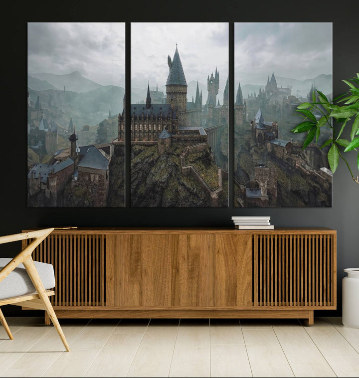 Disney Castle Wall Art Canvas Print, Living Kids Home Room Decor Art Print