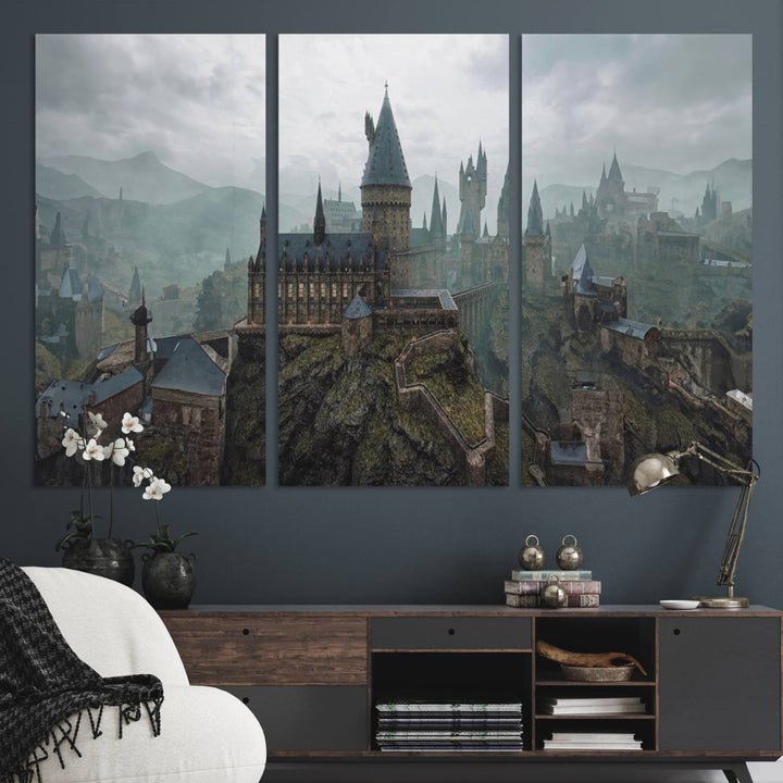 Disney Castle Wall Art Canvas Print, Living Kids Home Room Decor Art Print
