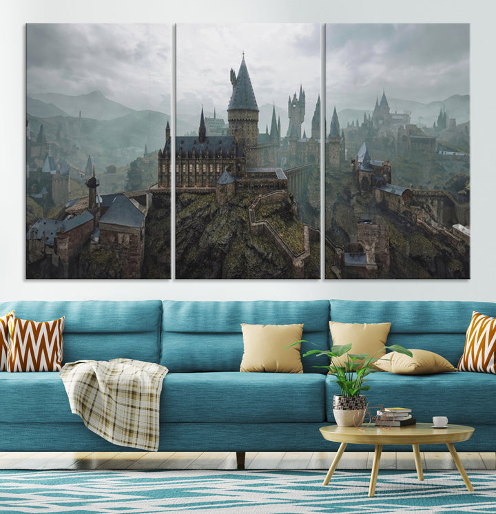 Disney Castle Wall Art Canvas Print, Living Kids Home Room Decor Art Print