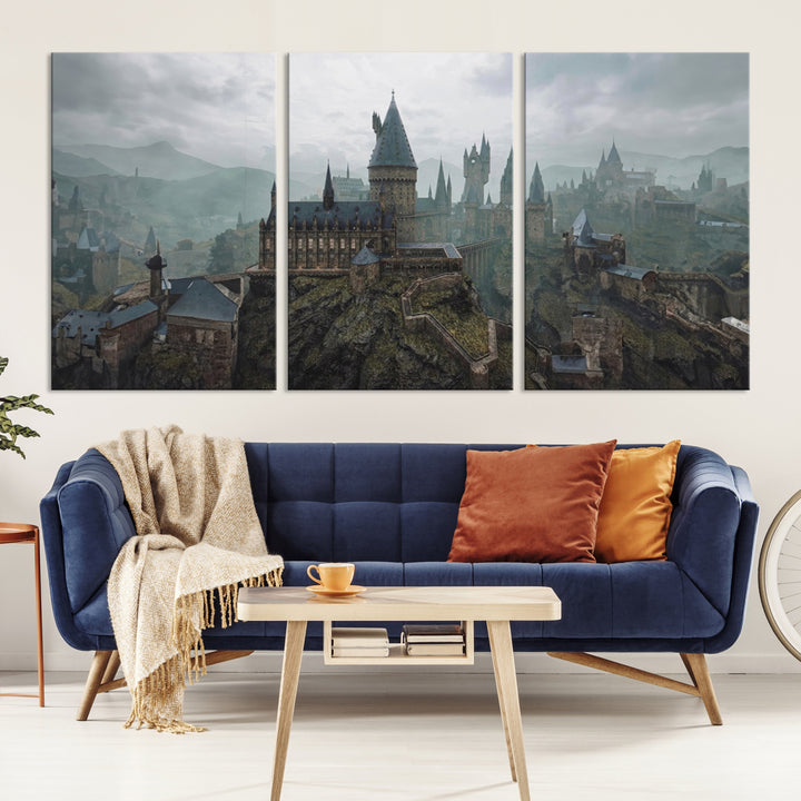 Disney Castle Wall Art Canvas Print, Living Kids Home Room Decor Art Print