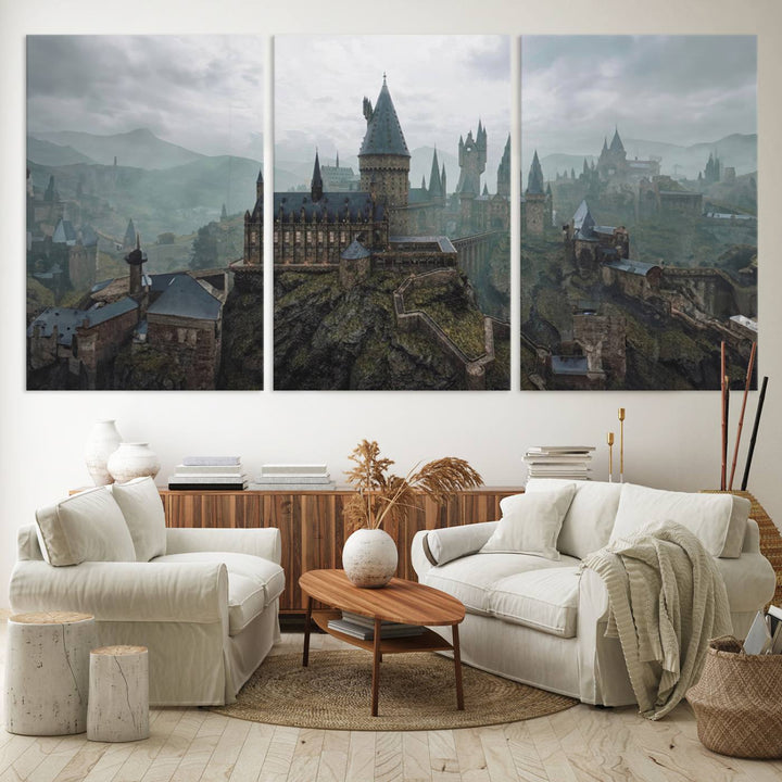 Disney Castle Wall Art Canvas Print, Living Kids Home Room Decor Art Print