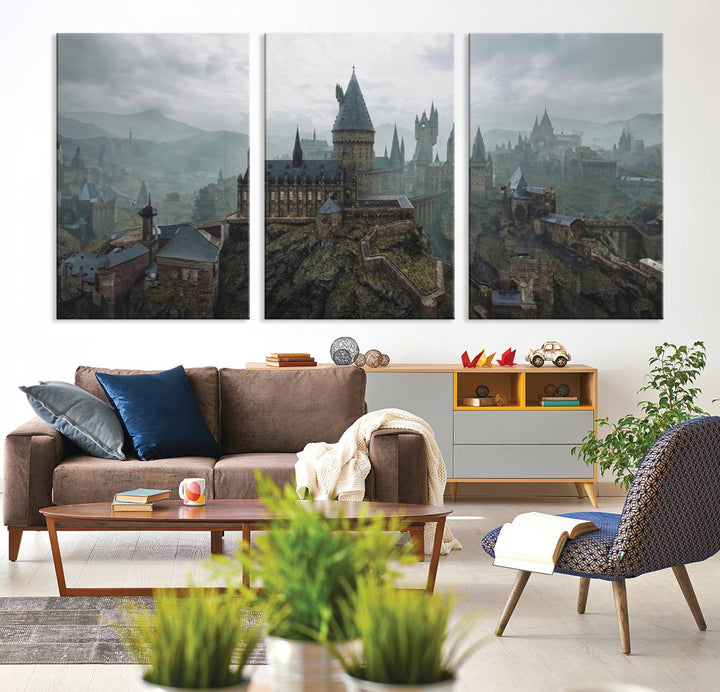 Disney Castle Wall Art Canvas Print, Living Kids Home Room Decor Art Print
