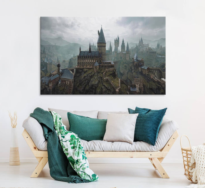 Disney Castle Wall Art Canvas Print, Living Kids Home Room Decor Art Print