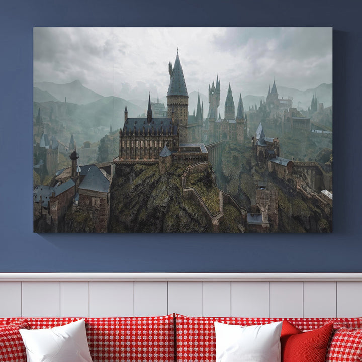 Disney Castle Wall Art Canvas Print, Living Kids Home Room Decor Art Print