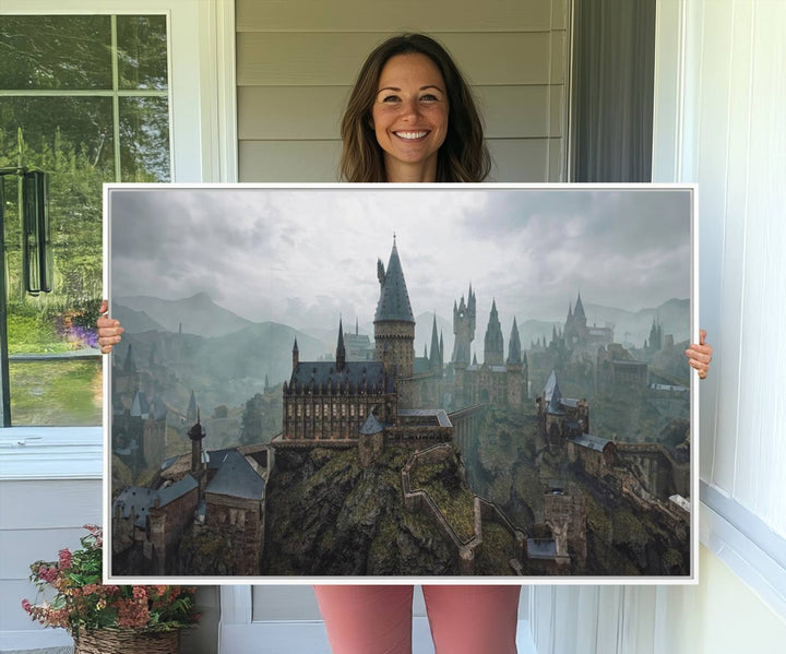39824-MGV-CV-36X24-Disney Castle Wall Art Canvas Print, Living Kids Home Room Decor Art Print