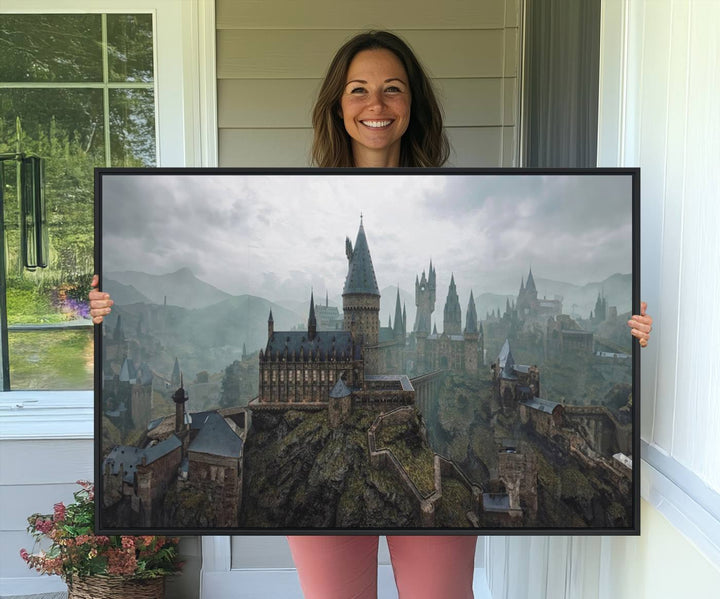 39824-MGV-CV-36X24-Disney Castle Wall Art Canvas Print, Living Kids Home Room Decor Art Print