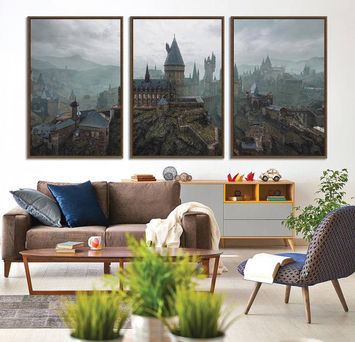 39824-MGV-CV-36X24-Disney Castle Wall Art Canvas Print, Living Kids Home Room Decor Art Print