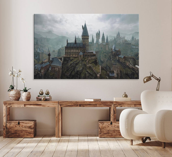 Disney Castle Wall Art Canvas Print, Living Kids Home Room Decor Art Print