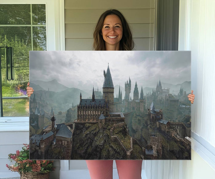 Disney Castle Wall Art Canvas Print, Living Kids Home Room Decor Art Print