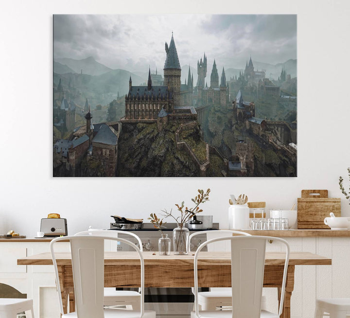 Disney Castle Wall Art Canvas Print, Living Kids Home Room Decor Art Print