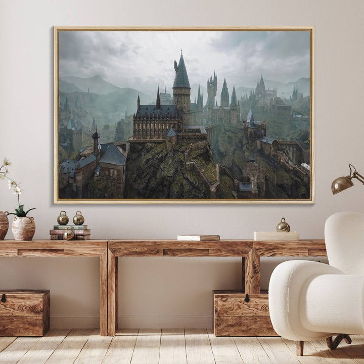 39824-MGV-FC-36X24_Natural-Disney Castle Wall Art Canvas Print, Living Kids Home Room Decor Art Print