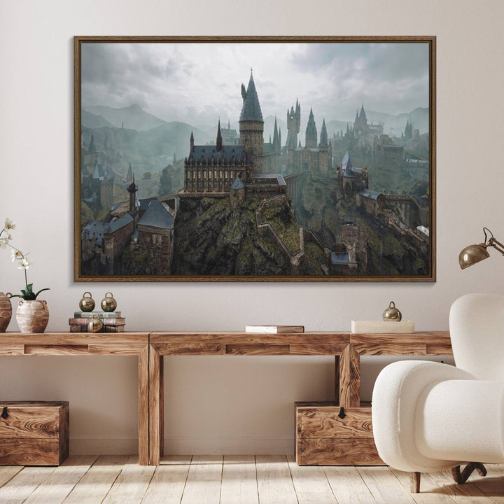 39824-MGV-FC-36X24_Walnut-Disney Castle Wall Art Canvas Print, Living Kids Home Room Decor Art Print