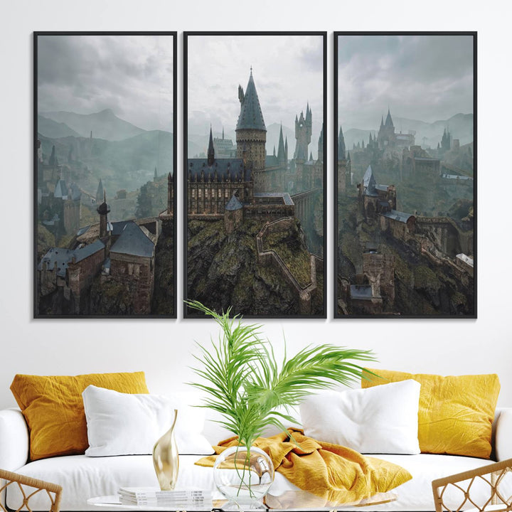 39824-MGV-FC-48X32-3P_Black-Disney Castle Wall Art Canvas Print, Living Kids Home Room Decor Art Print