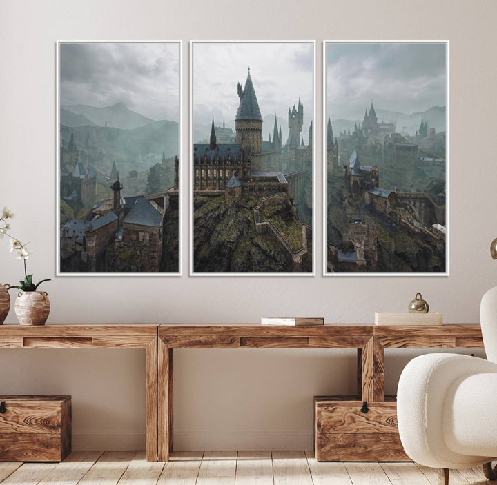39824-MGV-FC-48X32-3P_White-Disney Castle Wall Art Canvas Print, Living Kids Home Room Decor Art Print