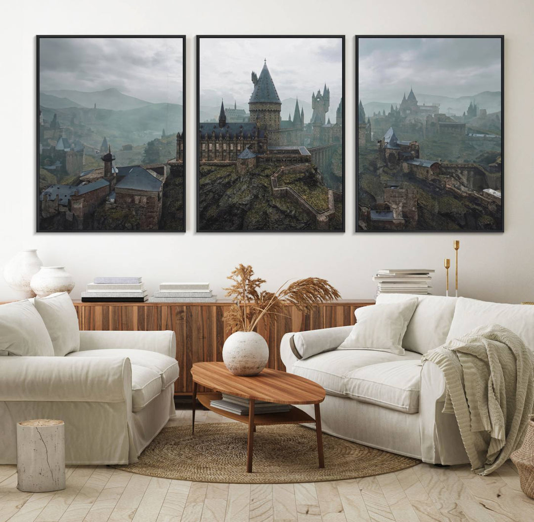 39824-MGV-FC-60X30-3P_Black-Disney Castle Wall Art Canvas Print, Living Kids Home Room Decor Art Print
