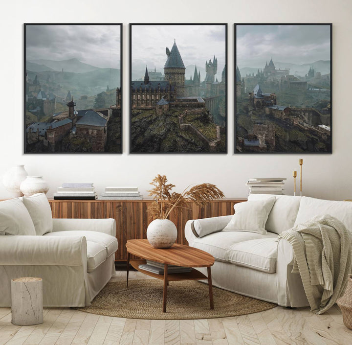 39824-MGV-FC-60X30-3P_Black-Disney Castle Wall Art Canvas Print, Living Kids Home Room Decor Art Print