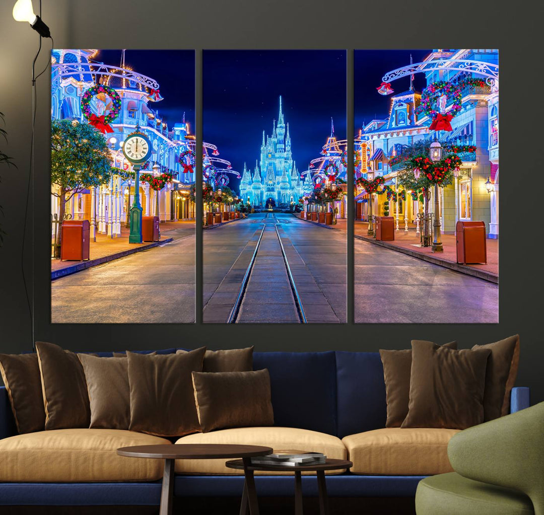 Disney Wall Art | Castle Large Wall Art Disney Magic Kingdom Print for Kids Room Decoration | Disney World Christmas Home Decor Child gift