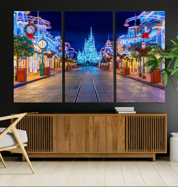 Disney Wall Art | Castle Large Wall Art Disney Magic Kingdom Print for Kids Room Decoration | Disney World Christmas Home Decor Child gift