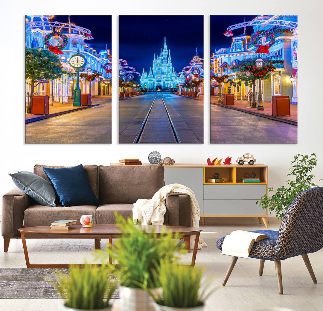 Disney Wall Art | Castle Large Wall Art Disney Magic Kingdom Print for Kids Room Decoration | Disney World Christmas Home Decor Child gift