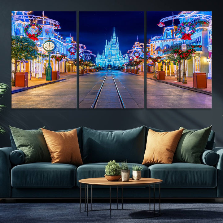 Disney Wall Art | Castle Large Wall Art Disney Magic Kingdom Print for Kids Room Decoration | Disney World Christmas Home Decor Child gift