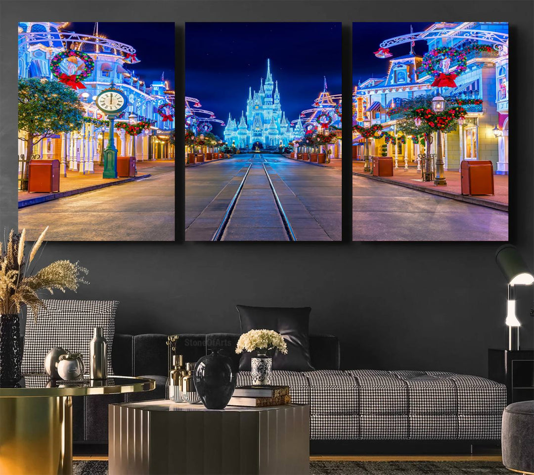 Disney Wall Art | Castle Large Wall Art Disney Magic Kingdom Print for Kids Room Decoration | Disney World Christmas Home Decor Child gift