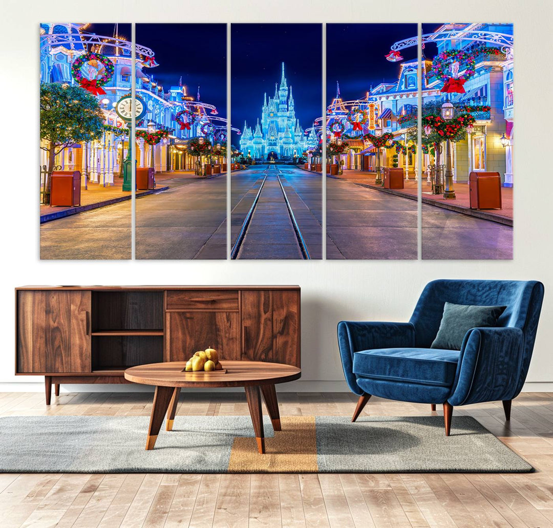 Disney Wall Art | Castle Large Wall Art Disney Magic Kingdom Print for Kids Room Decoration | Disney World Christmas Home Decor Child gift