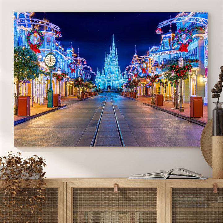 Disney Wall Art | Castle Large Wall Art Disney Magic Kingdom Print for Kids Room Decoration | Disney World Christmas Home Decor Child gift