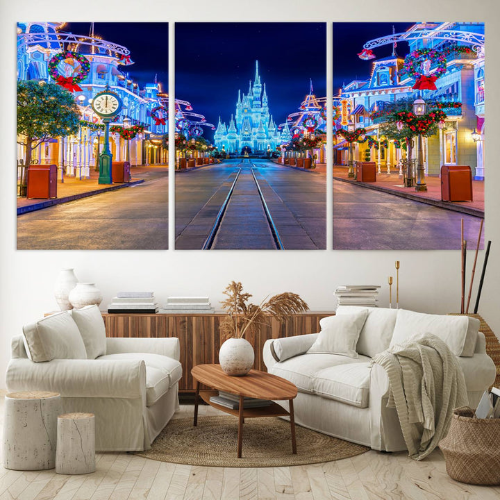 Disney Wall Art | Castle Large Wall Art Disney Magic Kingdom Print for Kids Room Decoration | Disney World Christmas Home Decor Child gift