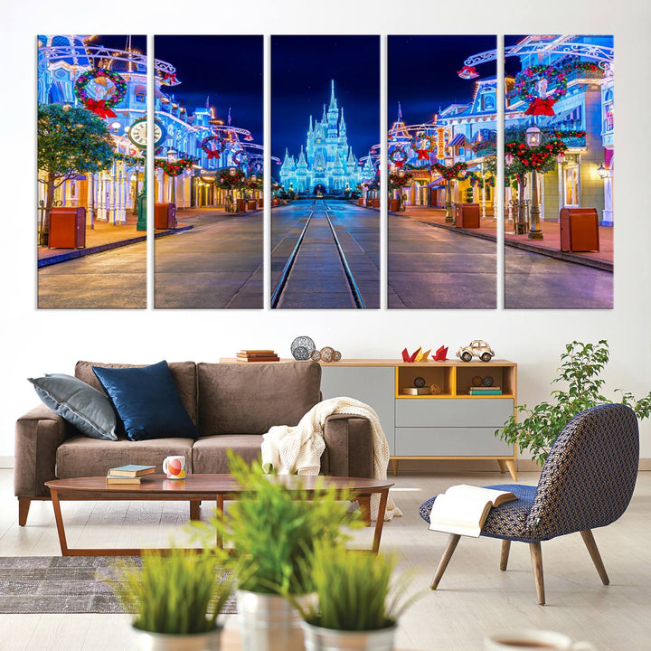 Disney Wall Art | Castle Large Wall Art Disney Magic Kingdom Print for Kids Room Decoration | Disney World Christmas Home Decor Child gift