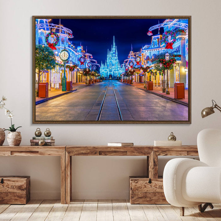 Disney Wall Art | Castle Large Wall Art Disney Magic Kingdom Print for Kids Room Decoration | Disney World Christmas Home Decor Child gift