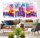 24602-MGV-CV-36X24-Disney Wall Art, Cinderella Castle Disney Print Wall Art, Kids Art, Disneyland Poster, watercolor art paintings on canvas