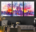 24602-MGV-CV-36X24-Disney Wall Art, Cinderella Castle Disney Print Wall Art, Kids Art, Disneyland Poster, watercolor art paintings on canvas