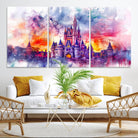 24602-MGV-CV-36X24-Disney Wall Art, Cinderella Castle Disney Print Wall Art, Kids Art, Disneyland Poster, watercolor art paintings on canvas
