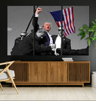 Donald Trump Assassination Attempt Wall Art Print, Trump Historic Footage - Iconic Reaction by Trump - A Unique Gift for Supporter