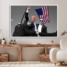 43074-MGV-CV-36X24-Donald Trump Assassination Attempt Wall Art Print, Trump Historic Footage - Iconic Reaction by Trump - A Unique Gift for Supporter