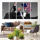 43074-MGV-CV-60X31-5P-Donald Trump Assassination Attempt Wall Art Print, Trump Historic Footage - Iconic Reaction by Trump - A Unique Gift for Supporter