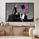 43074-MGV-FC-36X24_Black-Donald Trump Assassination Attempt Wall Art Print, Trump Historic Footage - Iconic Reaction by Trump - A Unique Gift for Supporter
