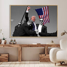 43074-MGV-FC-36X24_Natural-Donald Trump Assassination Attempt Wall Art Print, Trump Historic Footage - Iconic Reaction by Trump - A Unique Gift for Supporter