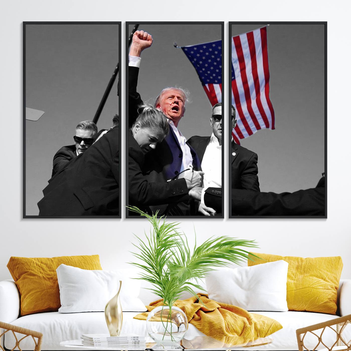 Donald Trump Assassination Attempt Wall Art Print, Trump Historic Footage - Iconic Reaction by Trump - A Unique Gift for Supporter