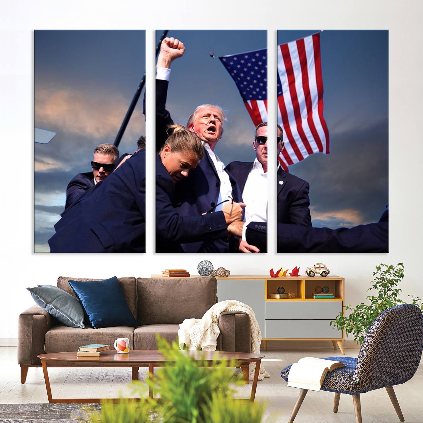 Donald Trump Assassination Attempt Wall Art Print, Trump Historic Footage - Iconic Reaction by Trump - A Unique Gift for Supporter