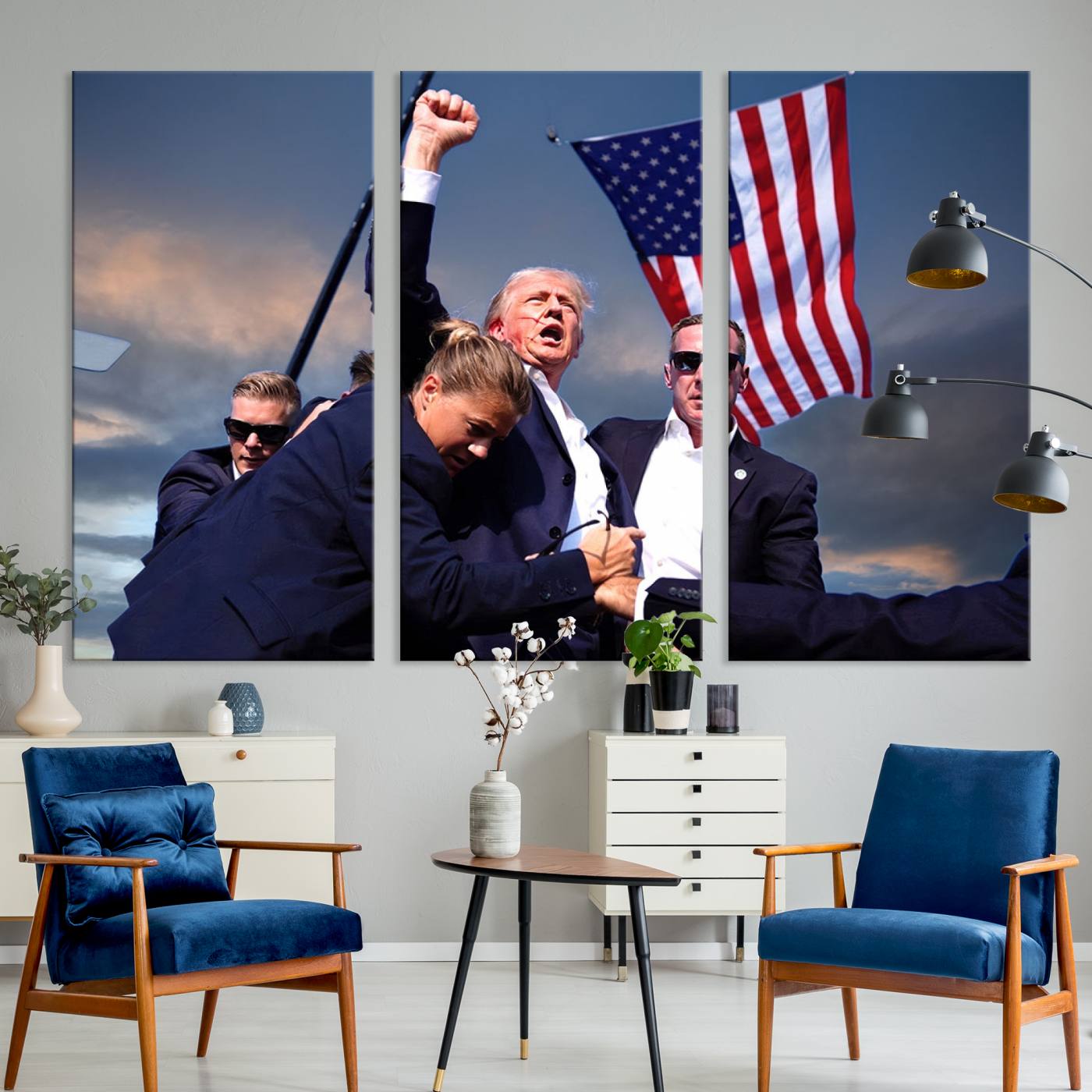 Donald Trump Assassination Attempt Wall Art Print, Trump Historic Footage - Iconic Reaction by Trump - A Unique Gift for Supporter