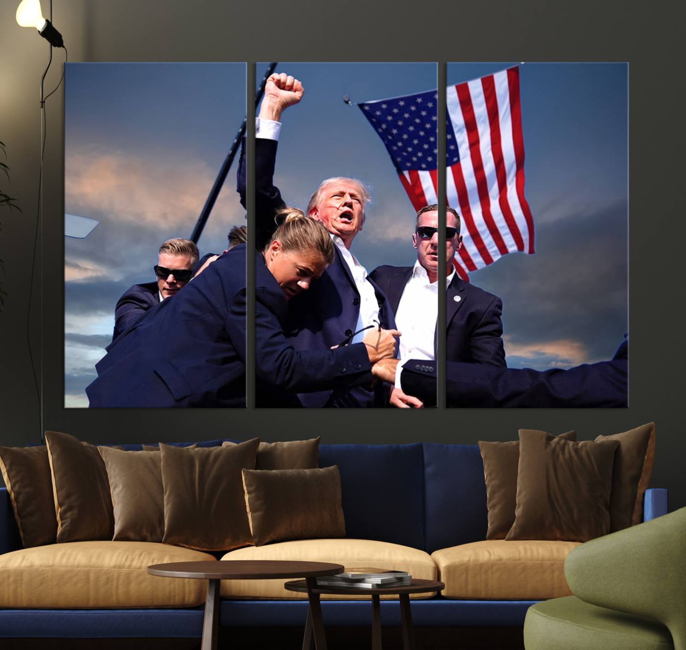 Donald Trump Assassination Attempt Wall Art Print, Trump Historic Footage - Iconic Reaction by Trump - A Unique Gift for Supporter