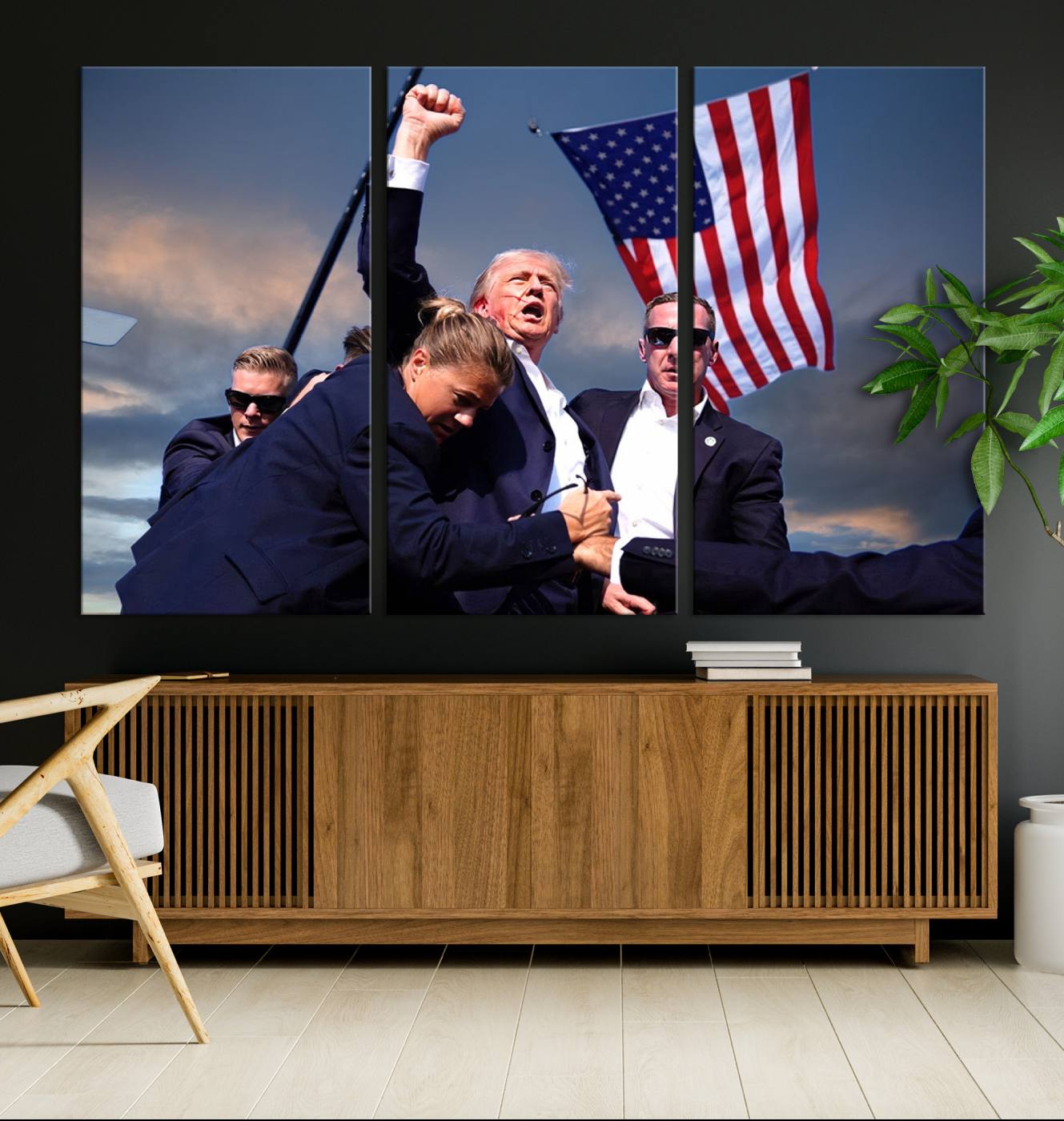Donald Trump Assassination Attempt Wall Art Print, Trump Historic Footage - Iconic Reaction by Trump - A Unique Gift for Supporter