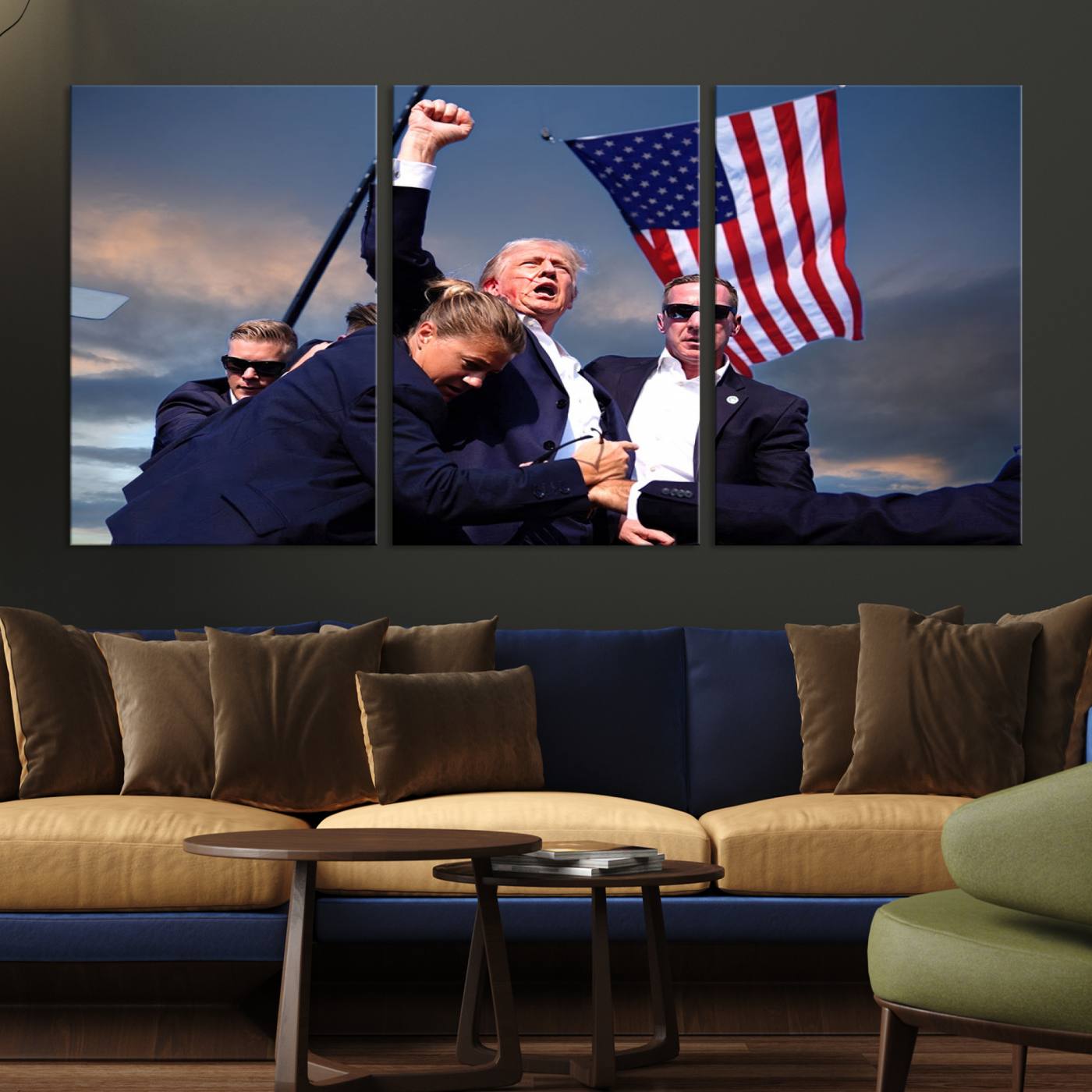 Donald Trump Assassination Attempt Wall Art Print, Trump Historic Footage - Iconic Reaction by Trump - A Unique Gift for Supporter