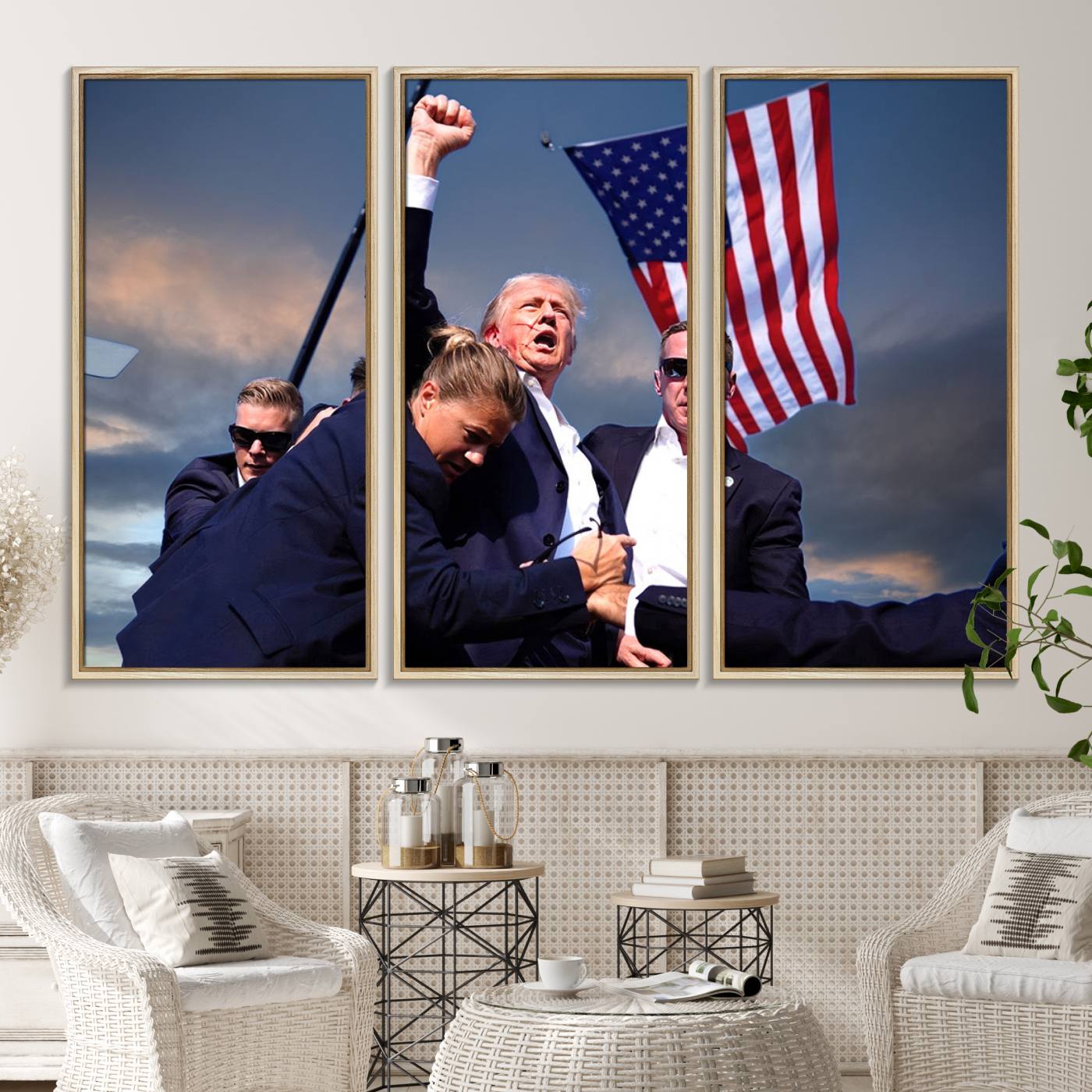 Donald Trump Assassination Attempt Wall Art Print, Trump Historic Footage - Iconic Reaction by Trump - A Unique Gift for Supporter
