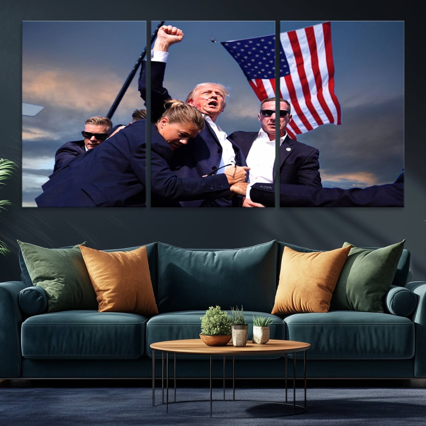 Donald Trump Assassination Attempt Wall Art Print, Trump Historic Footage - Iconic Reaction by Trump - A Unique Gift for Supporter